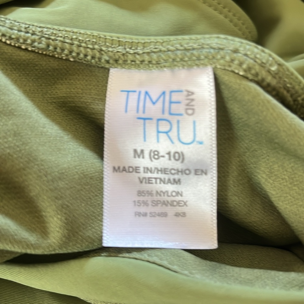 Olive Green High Thigh One Piece Swimsuit - Picture 4 of 5